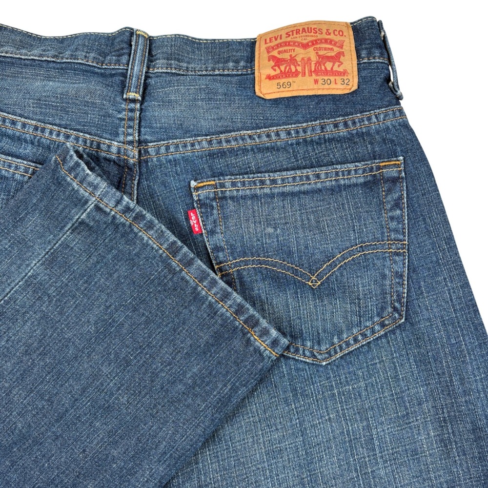 Levi 569 Loose Straight Jeans Mens 30x32 Blue Denim Streetwear Skater Classic